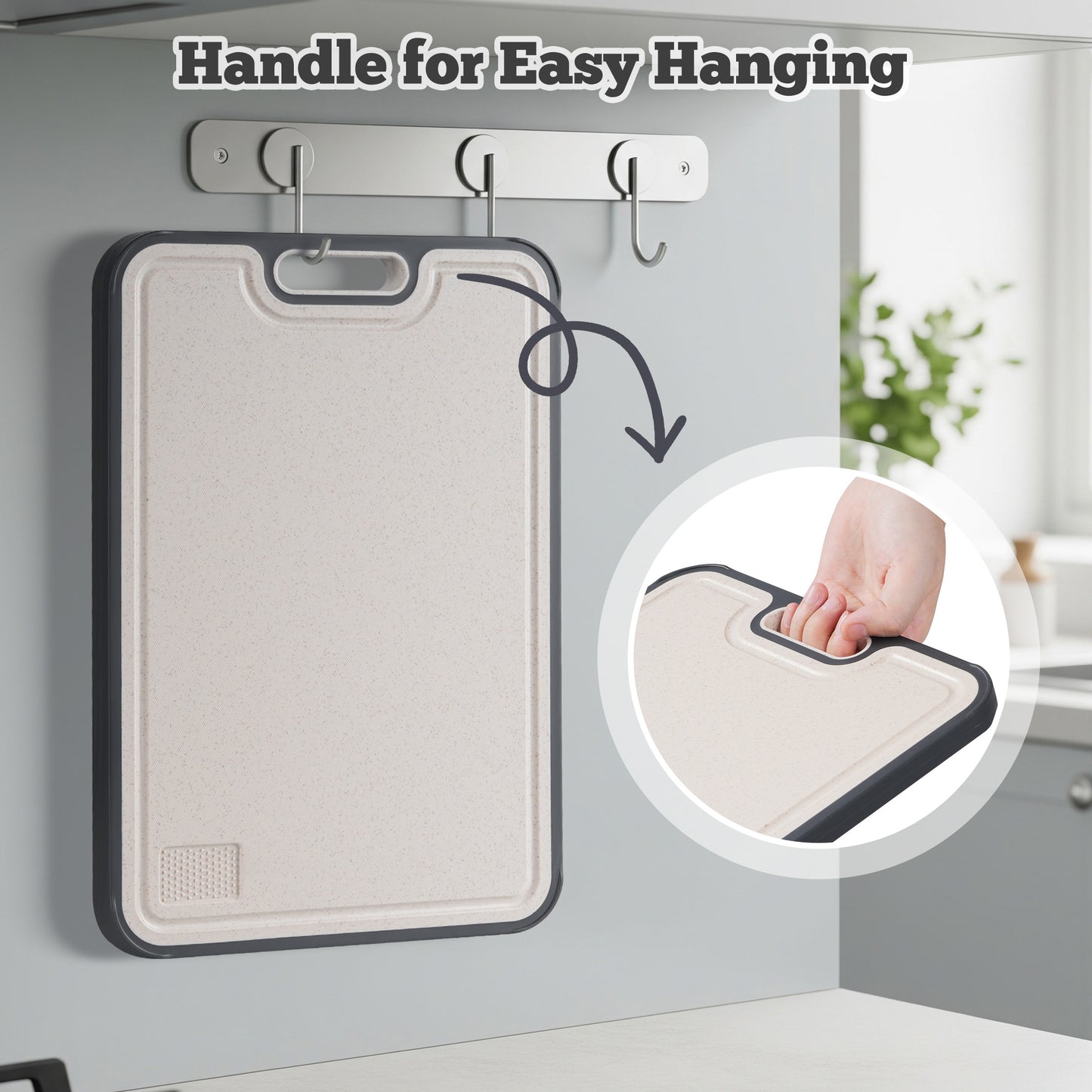 Kikcoin Stainless Steel Cutting Board, Plastic Double-sized Cutting Board for Kitchen, with Grinding Area & Juice Groove