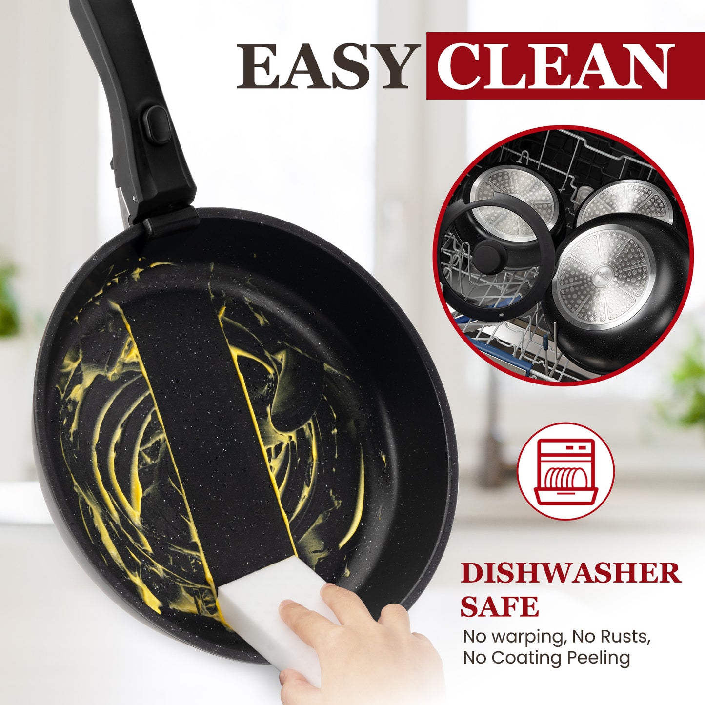 πππππππΎπ 22 Pcs Pots and Pans Set Non Stick, Detachable Handle Cookware Sets Nonstick, Non Toxic Induction RV Kitchen Cooking Set with Removable Handles, Dishwasher/Oven Safe (Black)