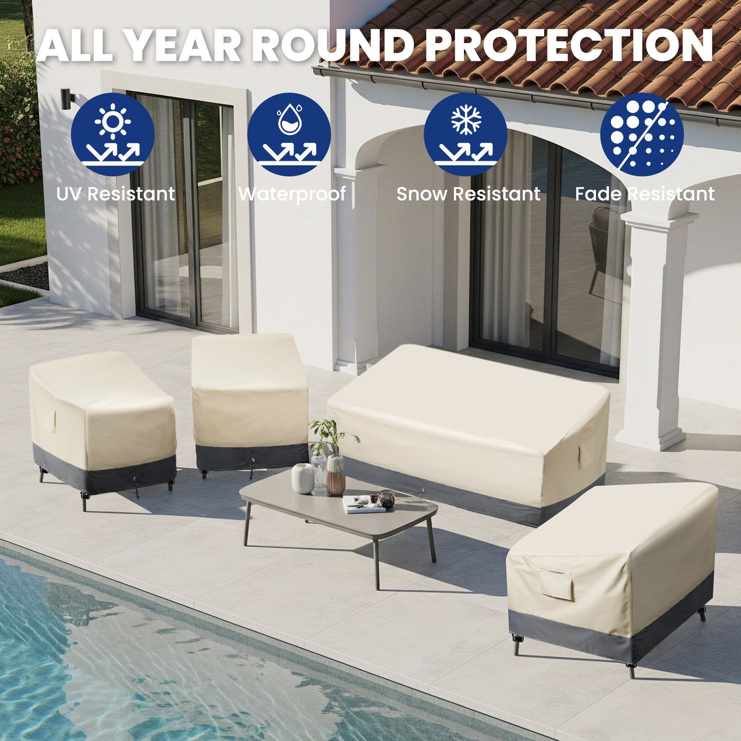 Extra Heavy Duty Patio Rocking Chair Covers Waterproof - 2 Pack Patio Furniture Seat Covers for Outdoor Swivel/ Rocking Chair, with Air Vents, 28" W x 33" D x 38.5" H
