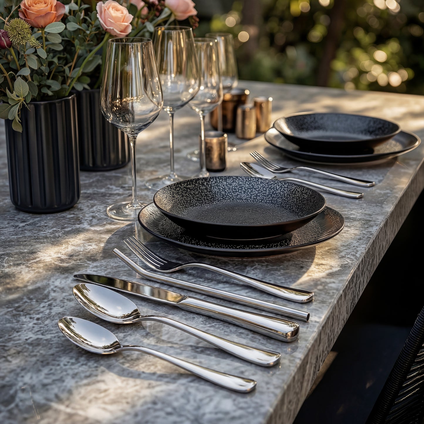 Kikcoin Silverware Set for 12, 74 Pcs Stainless Steel Flatware Set, Mirror Polished Tableware Cutlery for Home, Restaurant, Dishwasher Safe