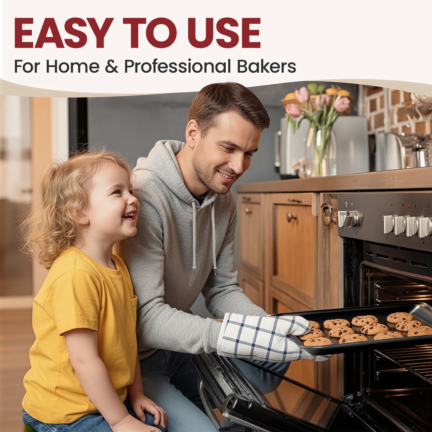 Kikcoin Bakeware Set, 33-Piece Baking Pans Set, Nonstick Baking Sheet Pans for Kitchen with Silicone Handles, Nonstick Cookie Sheets, Loaf Pan, Gray