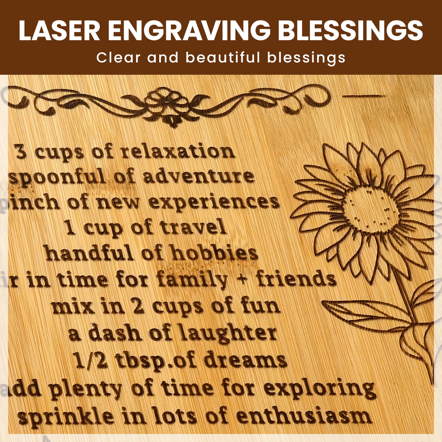 Kikcoin Bamboo Cutting Board, 13.78" Engraved Gift Cutting Board for Retirement, Thanksgiving, Christmas, Retirement Gifts - Recipe for a Great Retirement