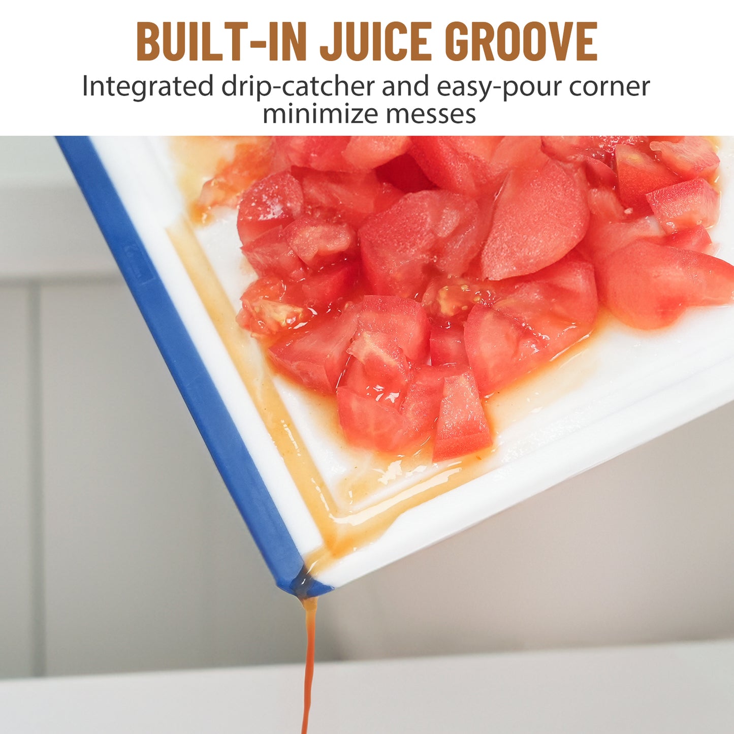 Kikcoin 3-Piece Plastic Large Cutting Boards Set for Kitchen, Non-slip Feet and Juice Grooves, Multicolor