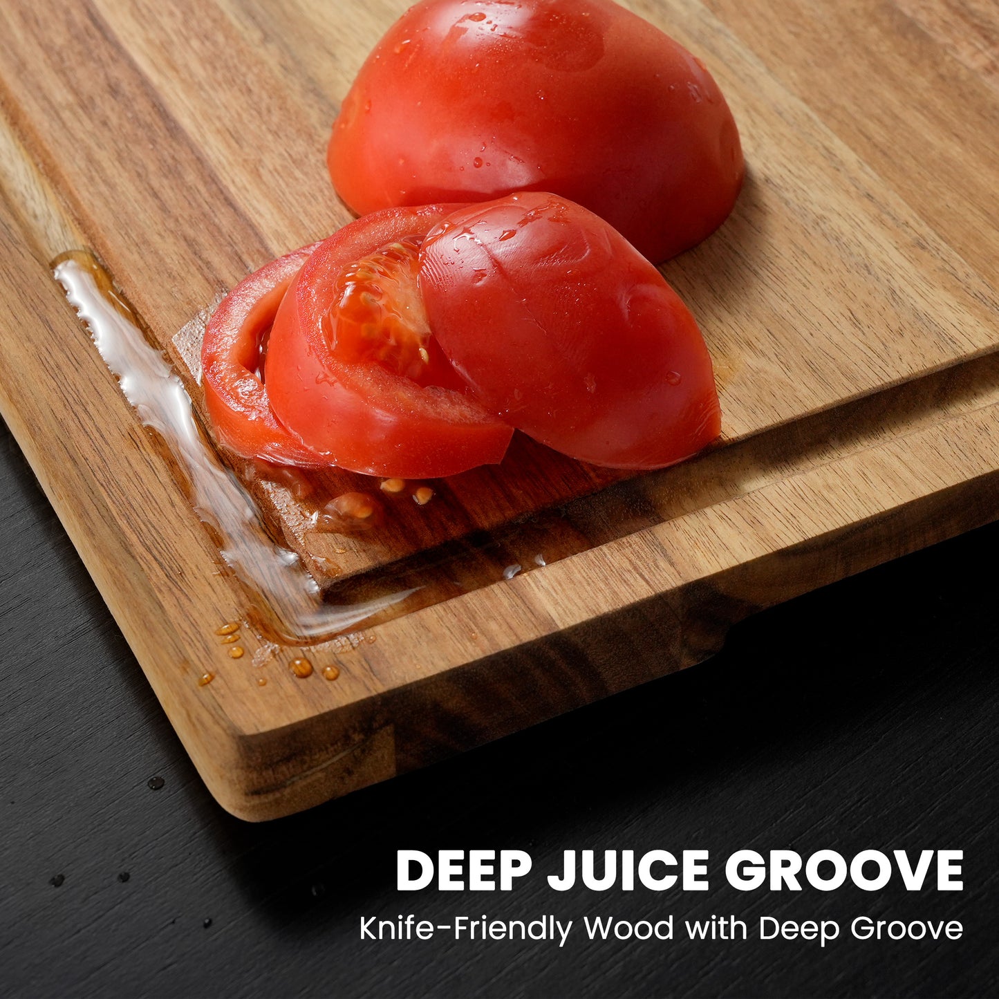 Kikcoin Acacia Wood Cutting Board, Cutting Board Set of 3 with Juice Groove, Wooden Chopping Boards for Kitchen, for Meat & Vegetables