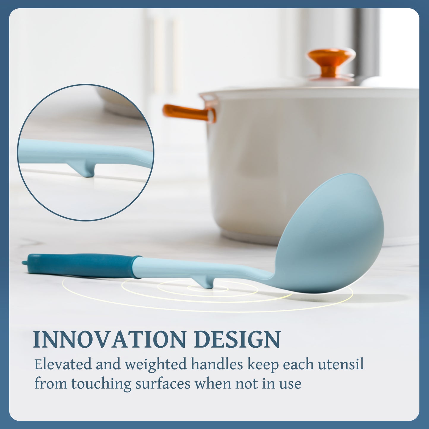 Kikcoin 43Pcs Large Kitchen Utensils Set - Silicone Cooking Utensils Set, Dishwasher Safe Spatula Set for Non-stick Cookware, 446°F Heat Resistant Kitchen Utensils Set with Holder BPA Free, Blue