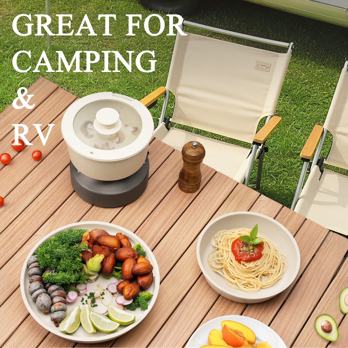 Kikcoin Pots and Pans Set, 6 Pcs Nontoxic Cookware Set for Kitchen, Detachable Handle Dishwasher/Oven Safe, Cream White