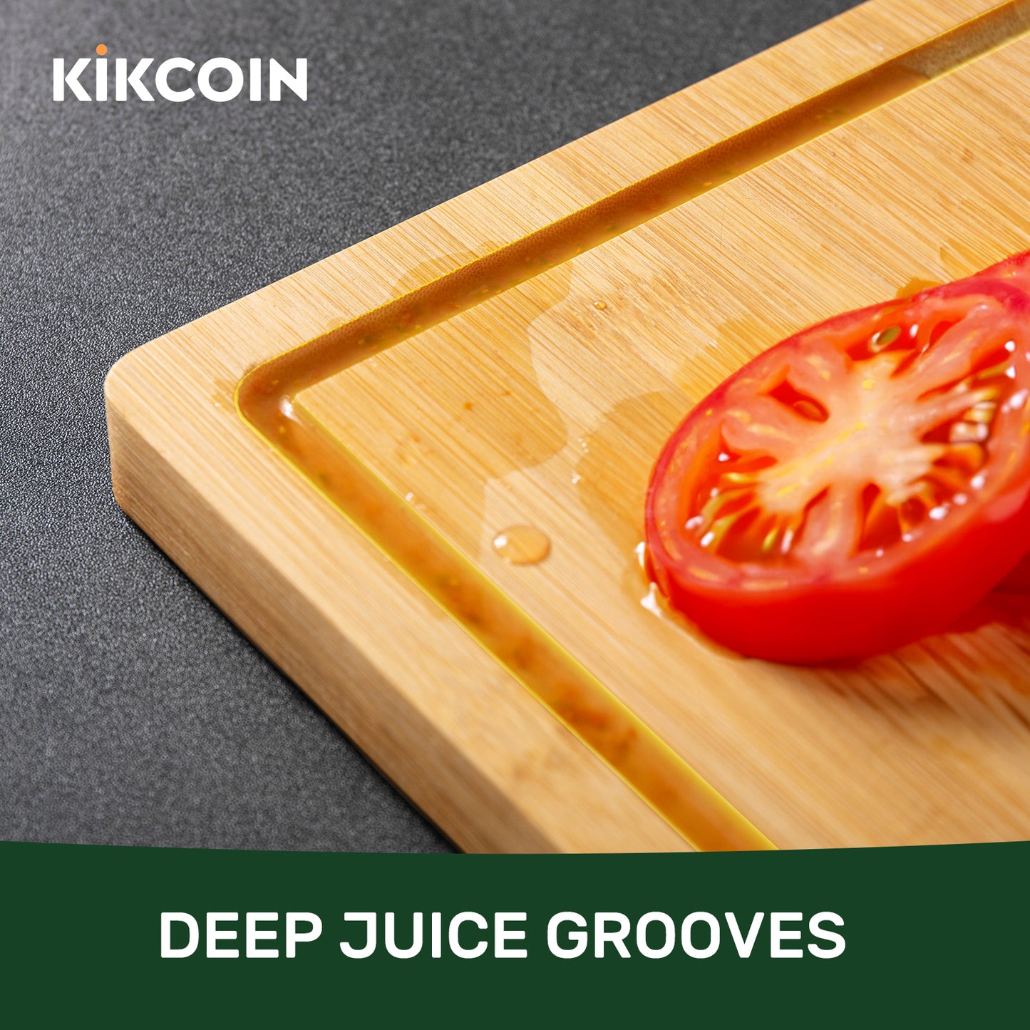 Kikcoin Bamboo Cutting Boards for Kitchen, Extra Large Wood Chopping Board with Deep Juice Groove and Inner Handle, 3XL, 24" x 18"