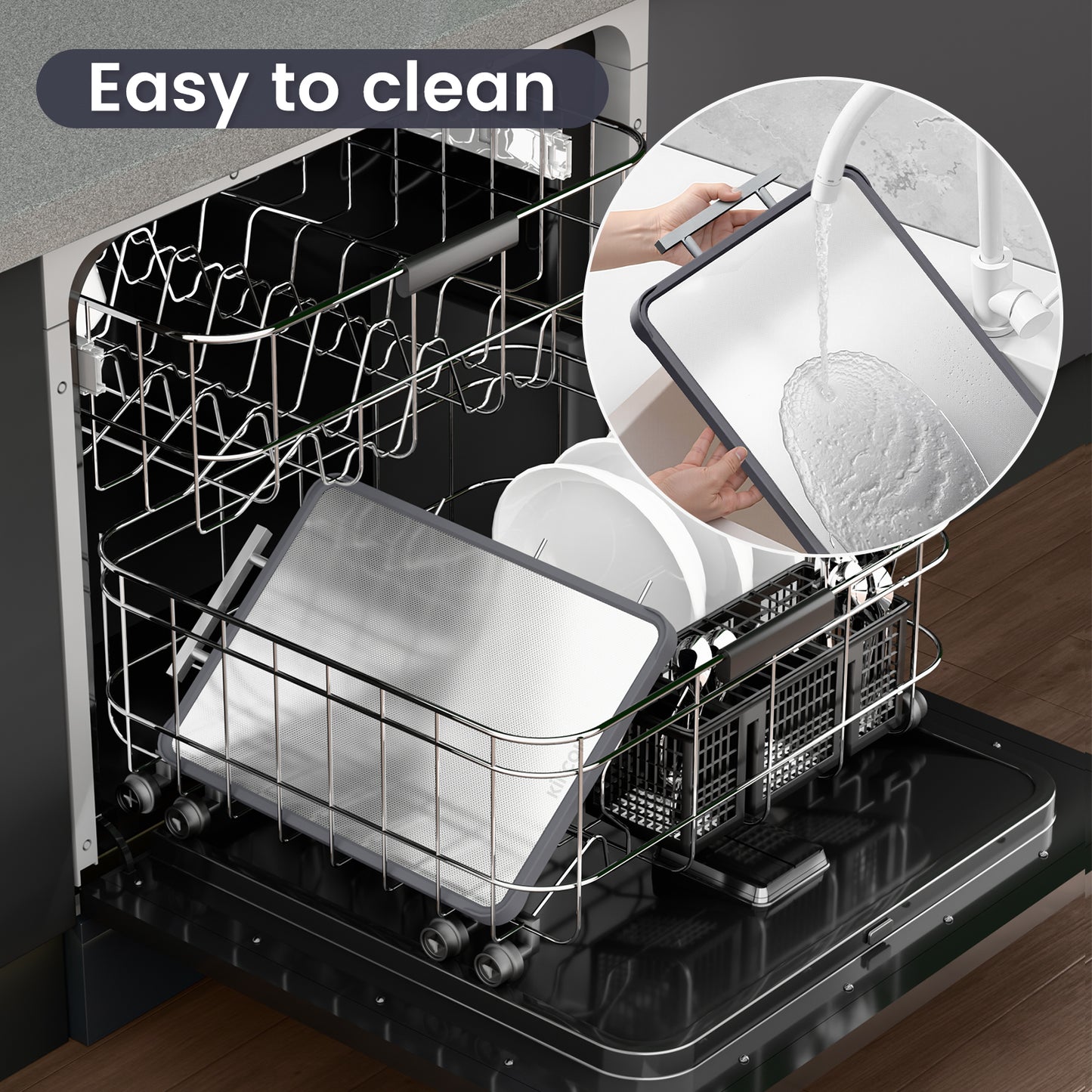 Kikcoin Stainless Steel Cutting Board, Double Sided Titanium Cutting Boards for Kitchen, Stainless Steel and Wheat Straw PP Large Chopping Board