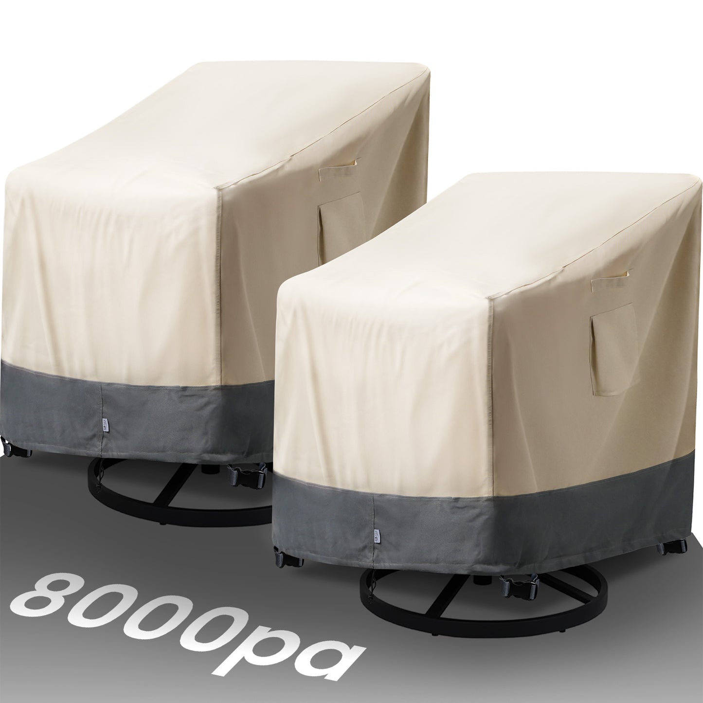 Extra Heavy Duty Patio Rocking Chair Covers Waterproof - 2 Pack Patio Furniture Seat Covers for Outdoor Swivel/ Rocking Chair, with Air Vents, 28" W x 33" D x 38.5" H