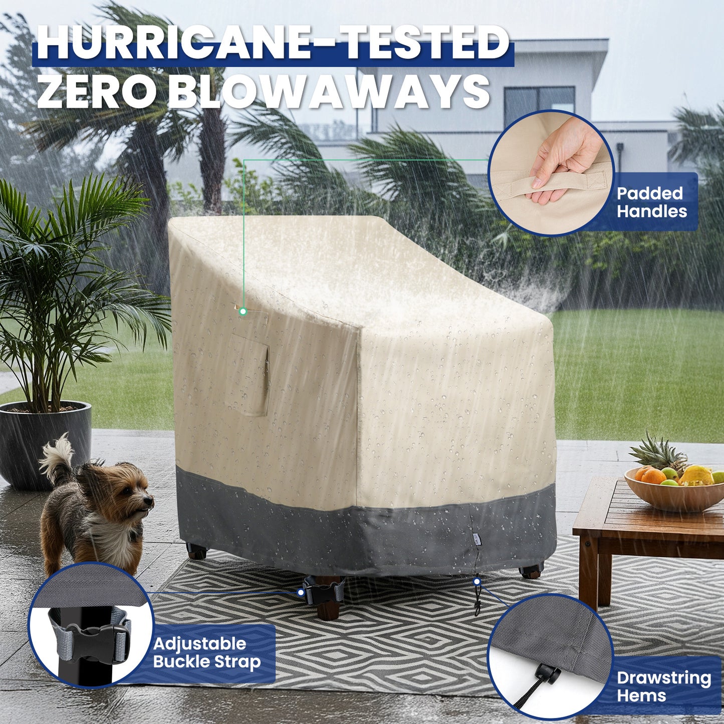 2 Pack Extra Heavy Duty Waterproof Patio Chair Covers for Outdoor / Swivel/ Rocking Chair - Medium Adirondack Chair Covers with Air Vent, 30"W x 34"D x 38.5"H