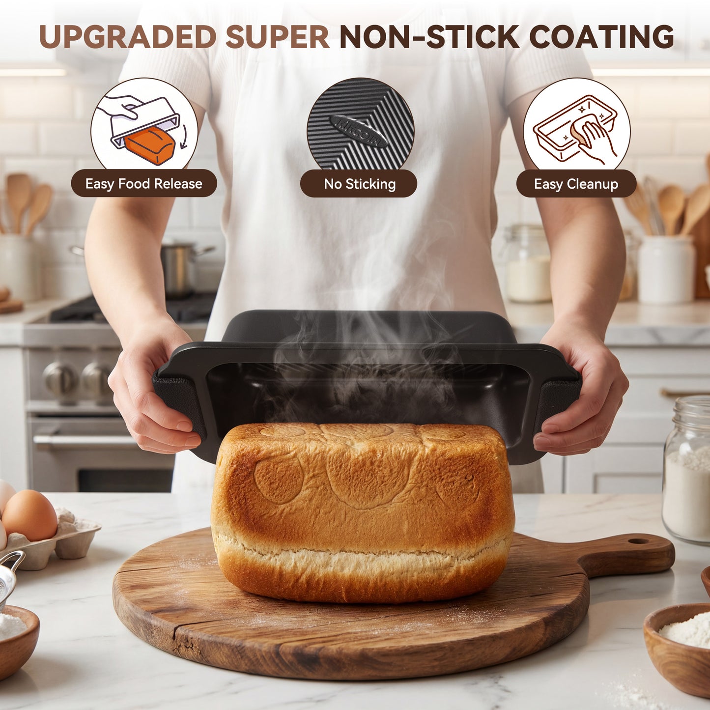 Kikcoin 37-piece Bakeware Set, Non-stick Baking Pans Set with Silicone Handles, 446°F Oven Safe Stackable Baking Sheets for Kitchen, Cookie Sheets with textured surface, Black