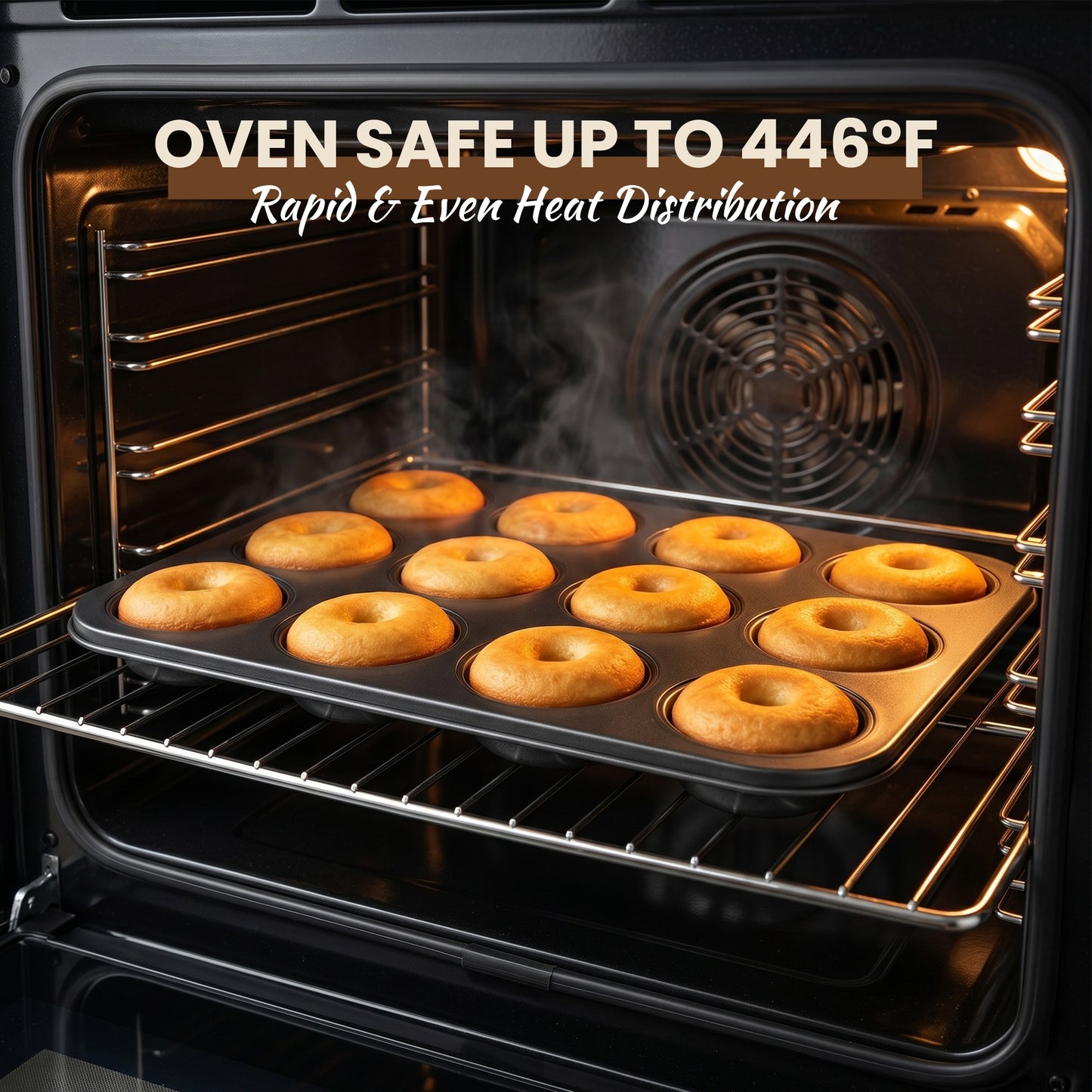 Kikcoin 3-Piece Muffin Pans & Donut Pan, Nonstick Baking Pan Set, Carbon Steel Bakeware Sets for Cupcakes, Donuts & Homemade Desserts, Oven Safe Up to 446℉