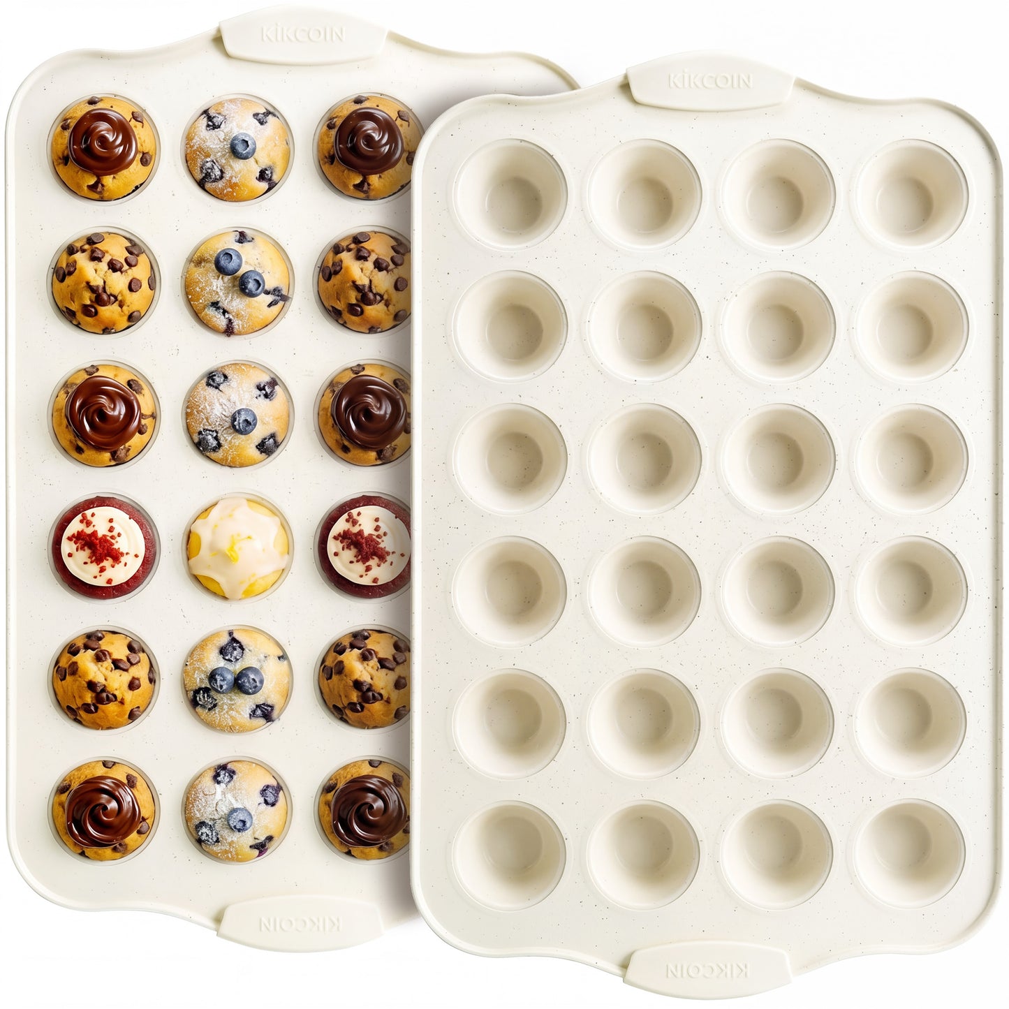 Kikcoin 2 Pack Muffin Pan Set, 24-Cup Non-stick Cupcake Pan, Carbon Steel Baking Pans Oven Safe up to 446℉