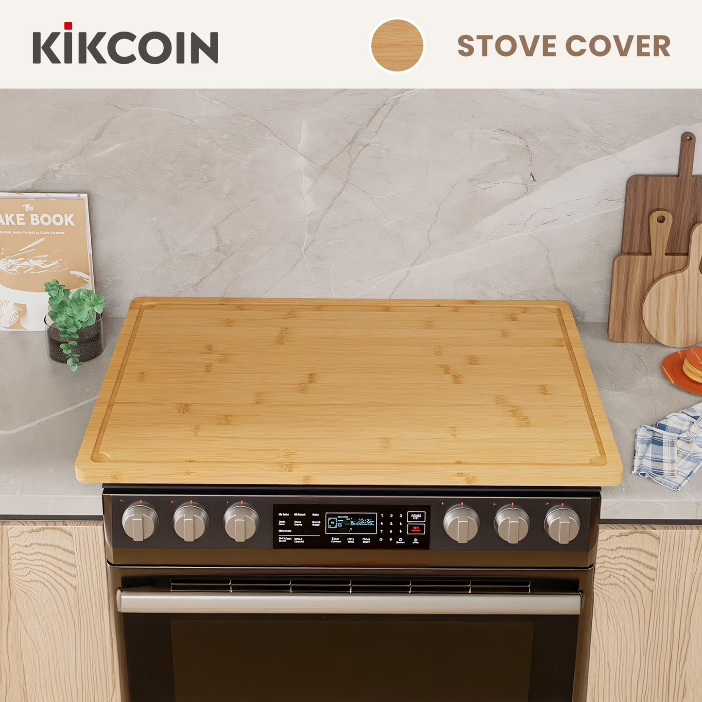Kikcoin 30 x 20 Extra Large Bamboo Cutting Board, Stove Top Cover Large Noodle Board, Over the Sink Cutting Board, Wooden Chopping Board for Kitchen, 4XL