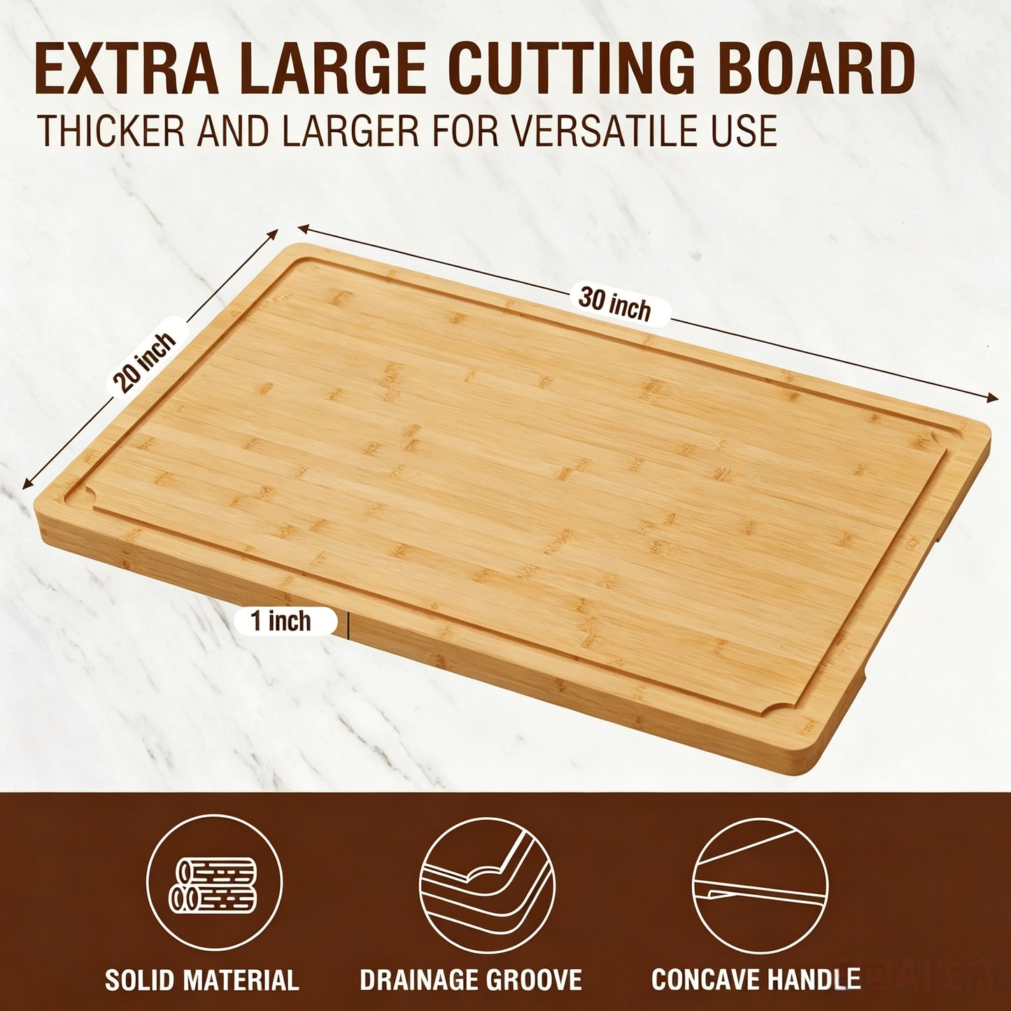 Kikcoin 30 x 20 Extra Large Bamboo Cutting Board, Stove Top Cover Large Noodle Board, Over the Sink Cutting Board, Wooden Chopping Board for Kitchen, 4XL