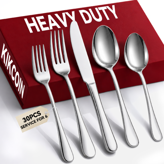 30 Pcs Silverware Set for 6, Stainless Steel Flatware Utensils Cutlery Set Rust-Proof, Heavy Duty, Mirror Polished Knives Forks and Spoons Set, Dishwasher Safe for Kitchen Dining, Wedding Housewarming