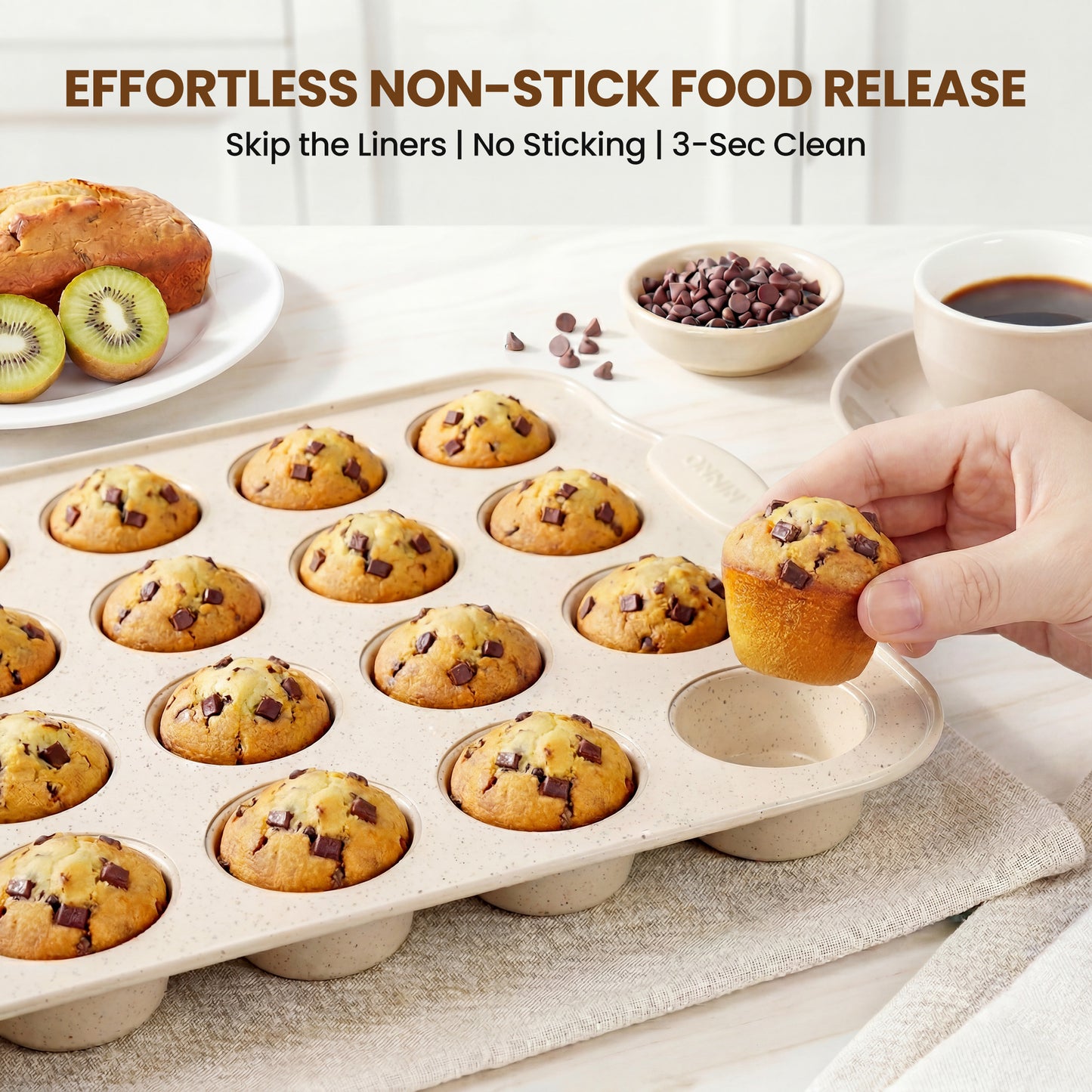 Kikcoin 2 Pack Muffin Pan Set, 24-Cup Non-stick Cupcake Pan, Carbon Steel Baking Pans Oven Safe up to 446℉