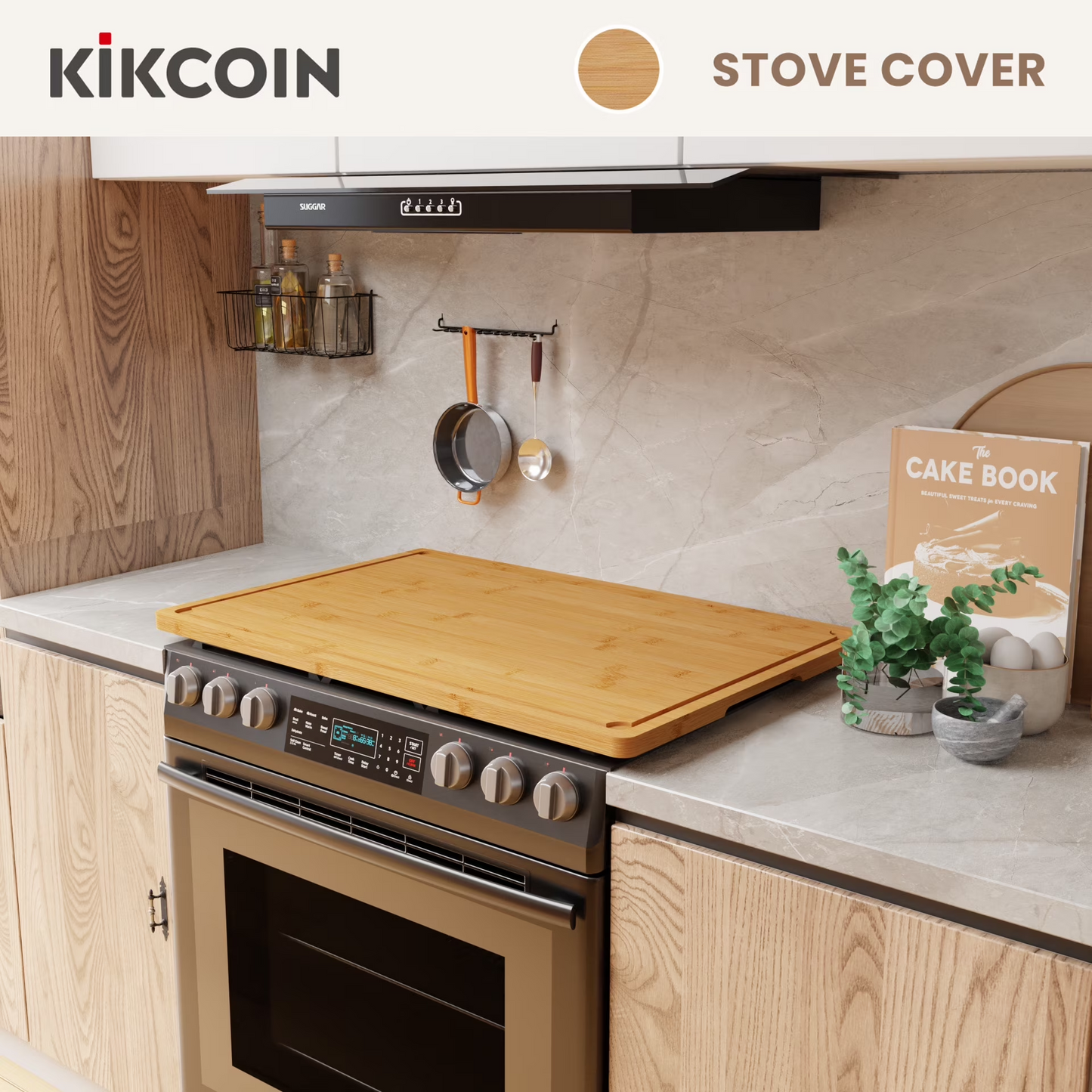 Kikcoin 30 x 20 Extra Large Bamboo Cutting Board, Stove Top Cover Large Noodle Board, Over the Sink Cutting Board, Wooden Chopping Board for Kitchen, 4XL