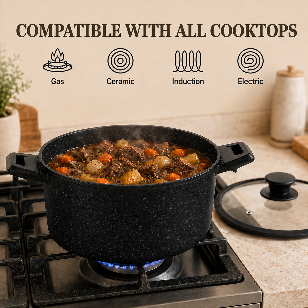 KIKCOIN 30-Piece Nonstick Pots and Pans Set, Cookware with Removable Handle Complete Cooking Set; Induction Ready, Stackable, Dishwasher & Oven Safe to 480°F, PFAS-Free; Includes Frying Pans, Stock Pot