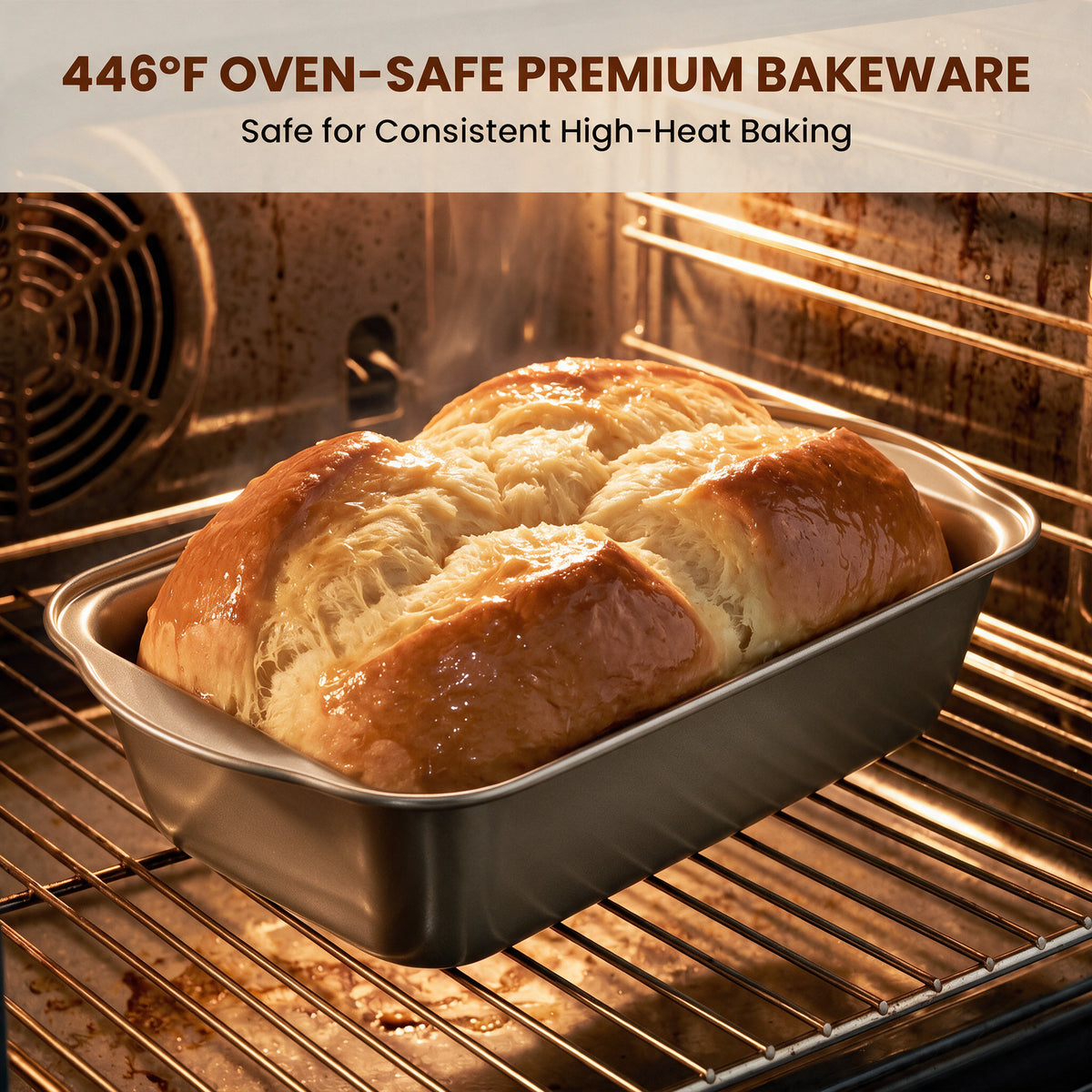 Kikcoin 4-Piece Loaf Pan Set, 9"*5" Non-Stick Baking Pan, Carbon Steel Bakeware, Easy Release & Oven Safe Meatloaf Pan for Banana Bread, Cake & Pastry Baking, Champagne Gold