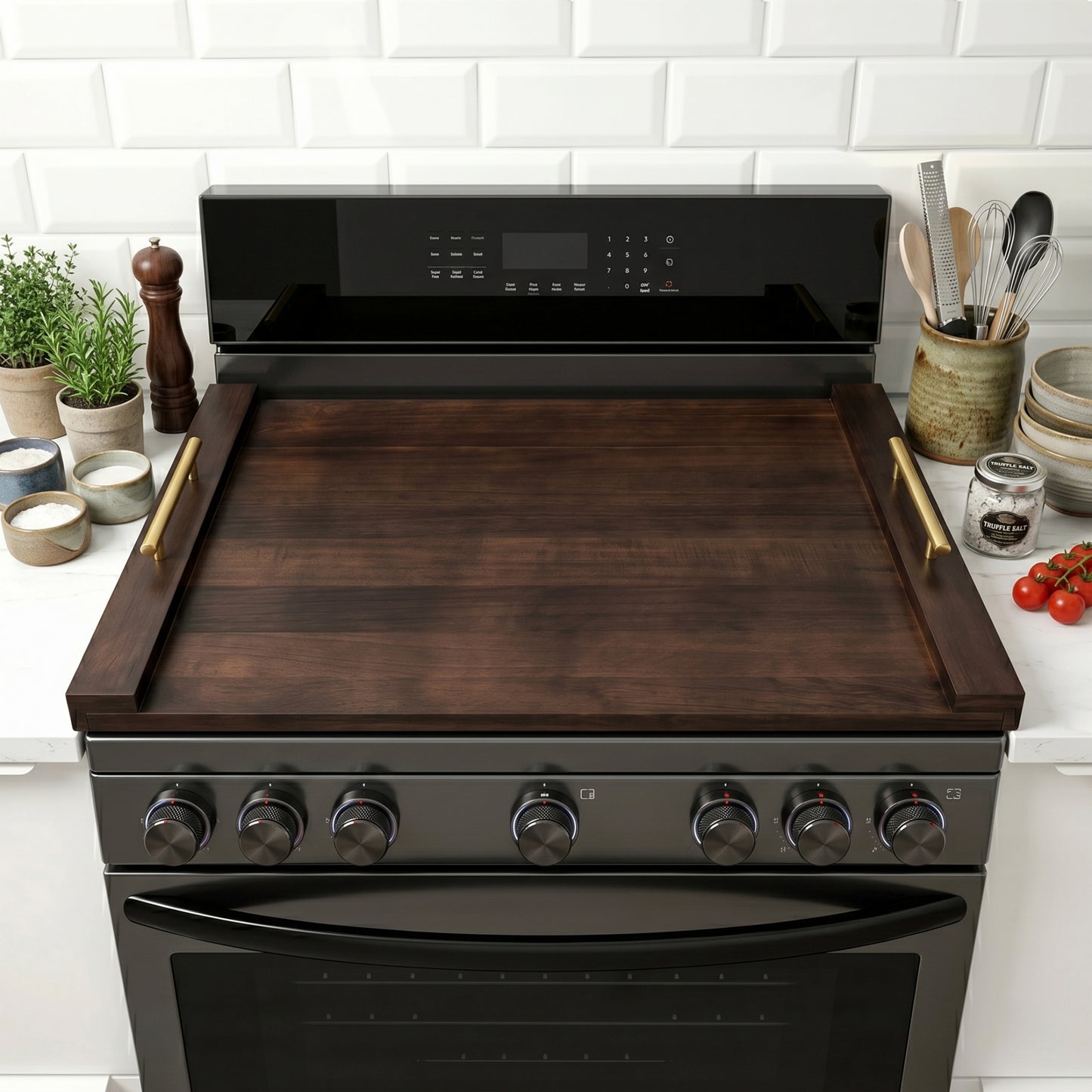Kikcoin 30 x 20 Extra Large Cutting Board, Acacia Wood Stove Top Cover Board with Handle, Heavy Duty Noodle Board for Gas/Electric Ranges, Kitchen Sink Cover with Non-Slip Pads