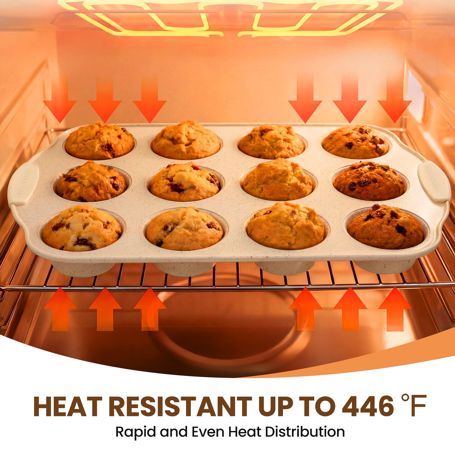 Kikcoin 2 Pack Muffin Pan Set, 12-Cup Non-stick Cupcake Pan, Carbon Steel Baking Pans Oven Safe up to 446℉