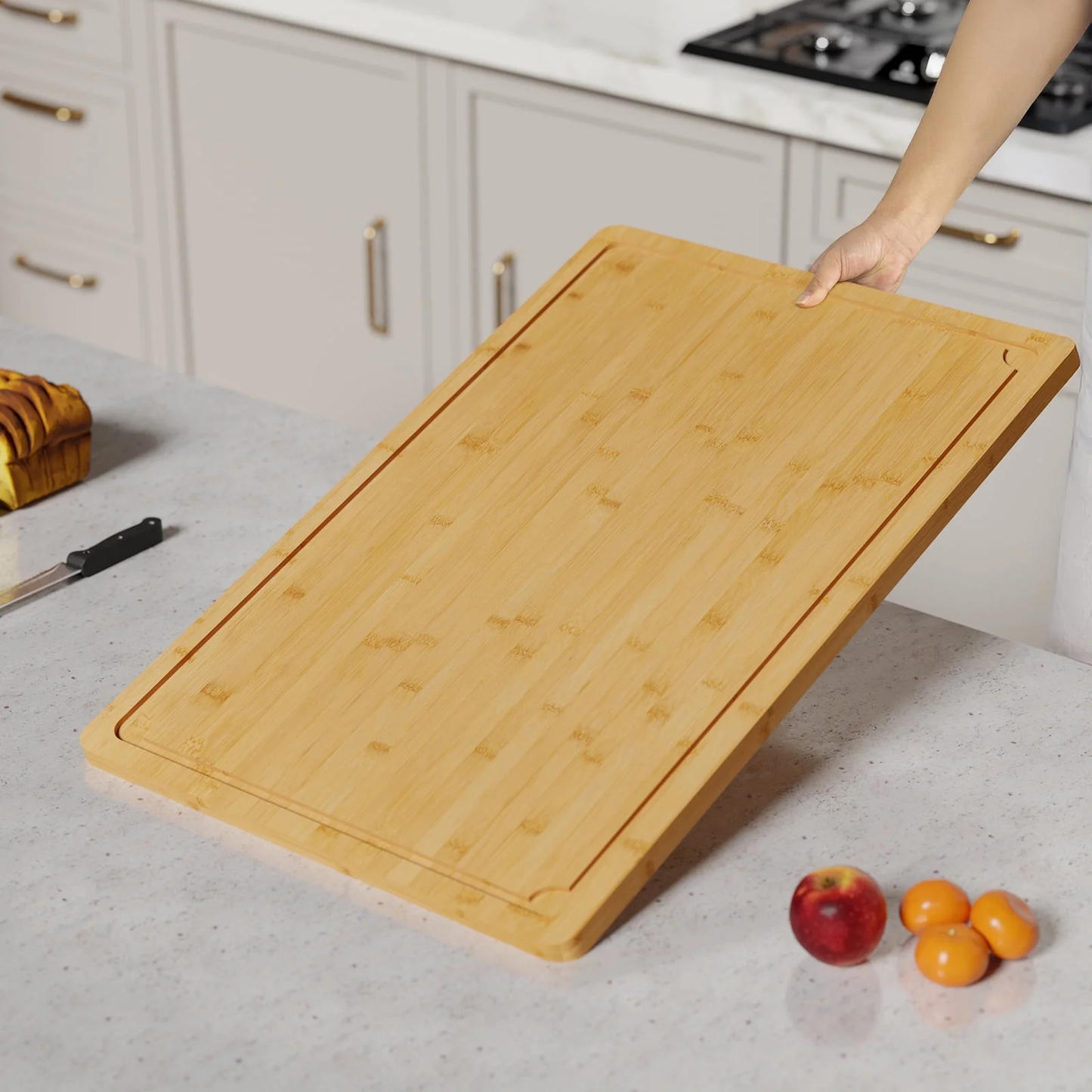 Kikcoin 30 x 20 Extra Large Bamboo Cutting Board, Stove Top Cover Large Noodle Board, Over the Sink Cutting Board, Wooden Chopping Board for Kitchen, 4XL