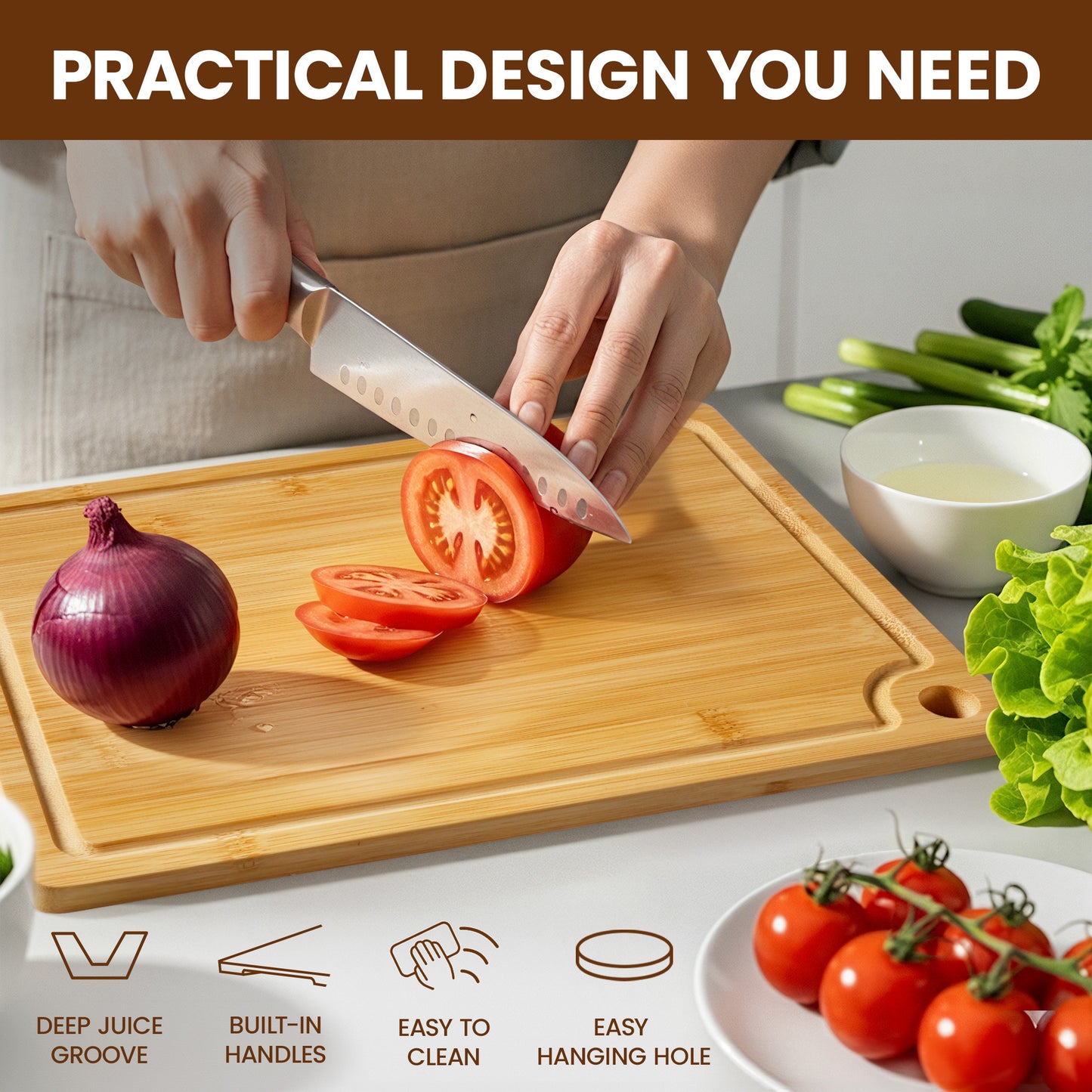 Kikcoin Cutting Board, 13.8" Engraved Gift for Mom, Bamboo Chopping Board for Kitchen, Mother's Day, Thanksgiving, Christmas Gift – Recipe for a Special Mom