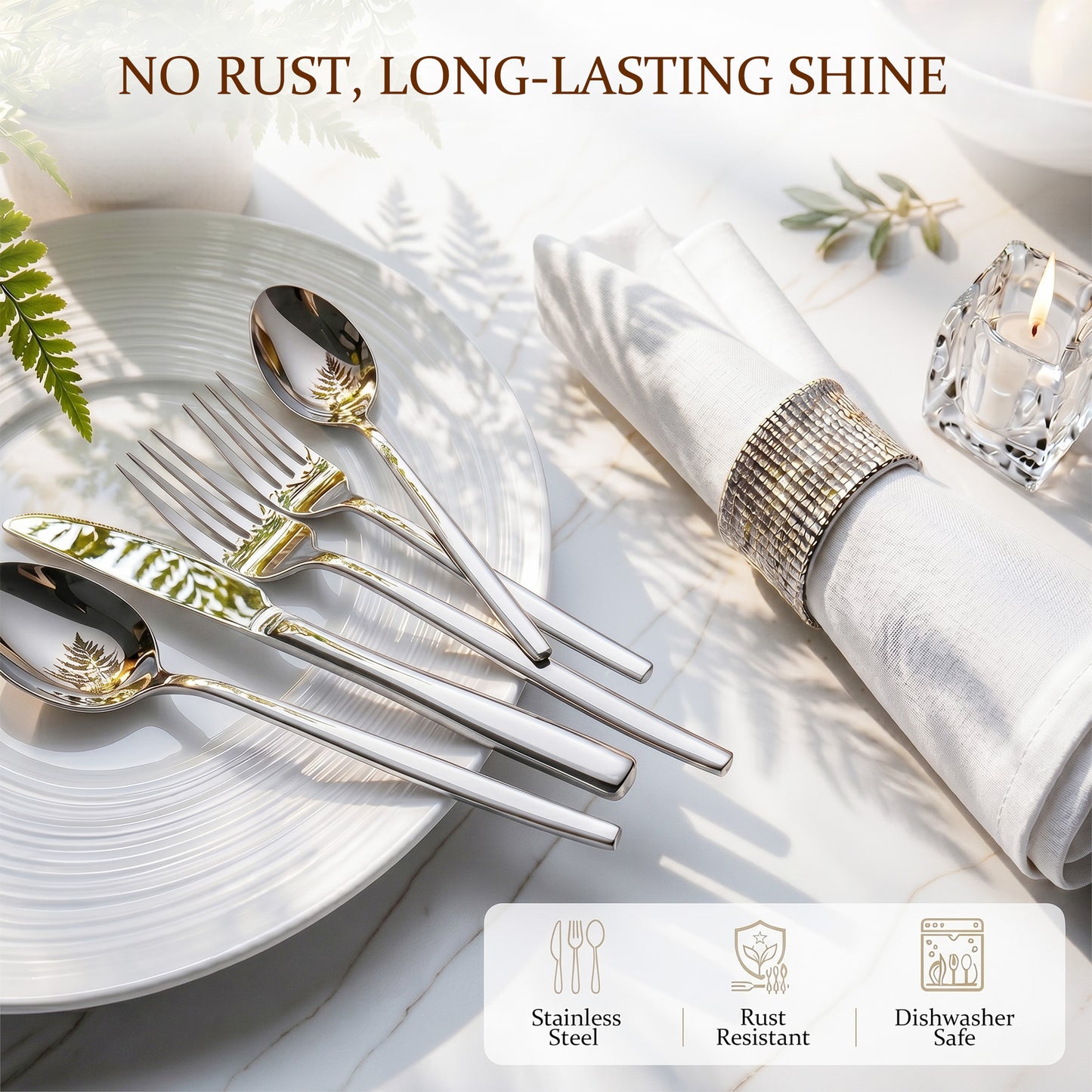 Kikcoin 20 Pcs Silverware Set for 4, Stainless Steel Flatware Sets, Mirror-Polished Cutlery Utensils, Spoons and Forks for Kitchen